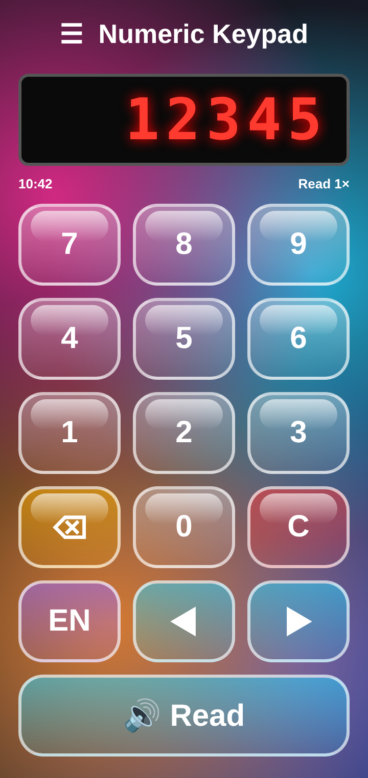 Verre theme keypad screenshot